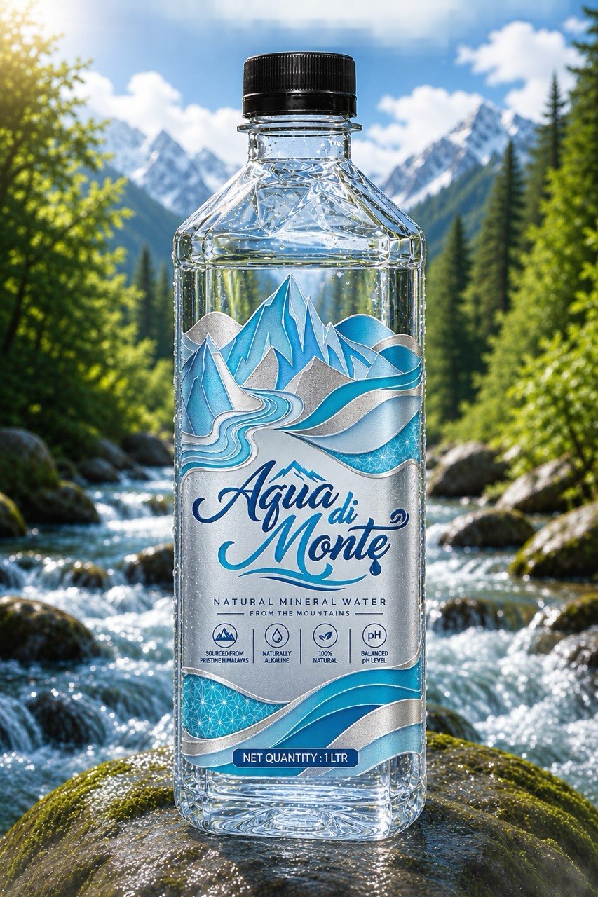 Aqua di Monte Himalayan mineral water bottle